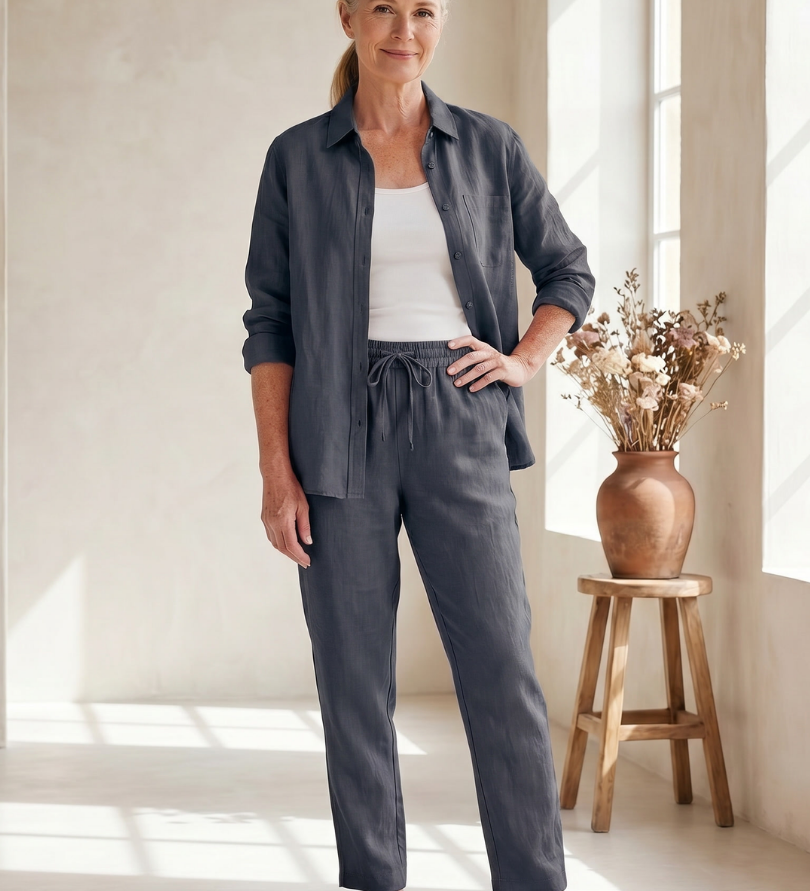 Noor | Long Sleeve Shirt Tapered Pants Set
