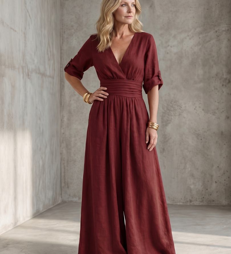 Wanda | Cross Front Wide Leg Jumpsuit