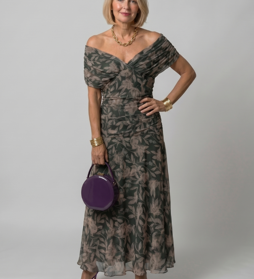 Calen | Off Shoulder Flow Midi Dress