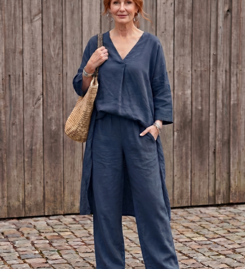 Onyx | Loose Tunic Top Wide Leg Pant Set