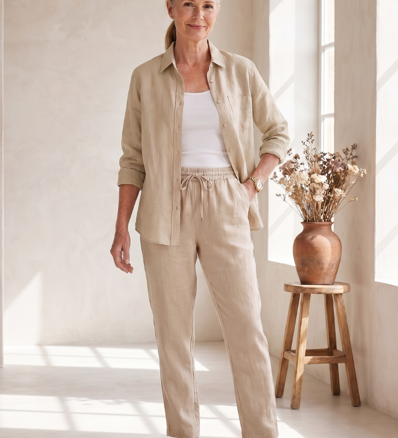 Noor | Long Sleeve Shirt Tapered Pants Set