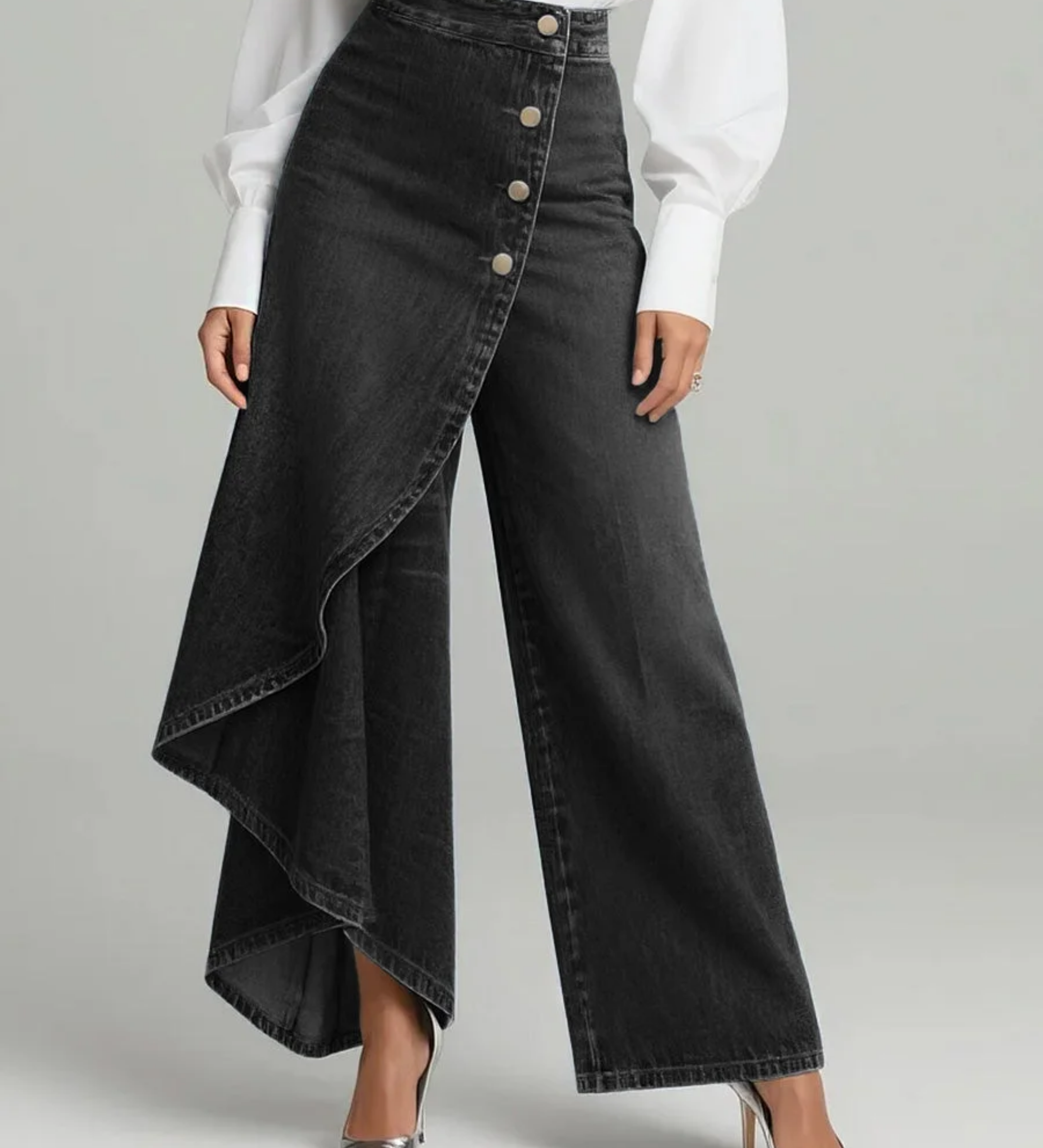 Stella - Wrap-Style Denim Trousers