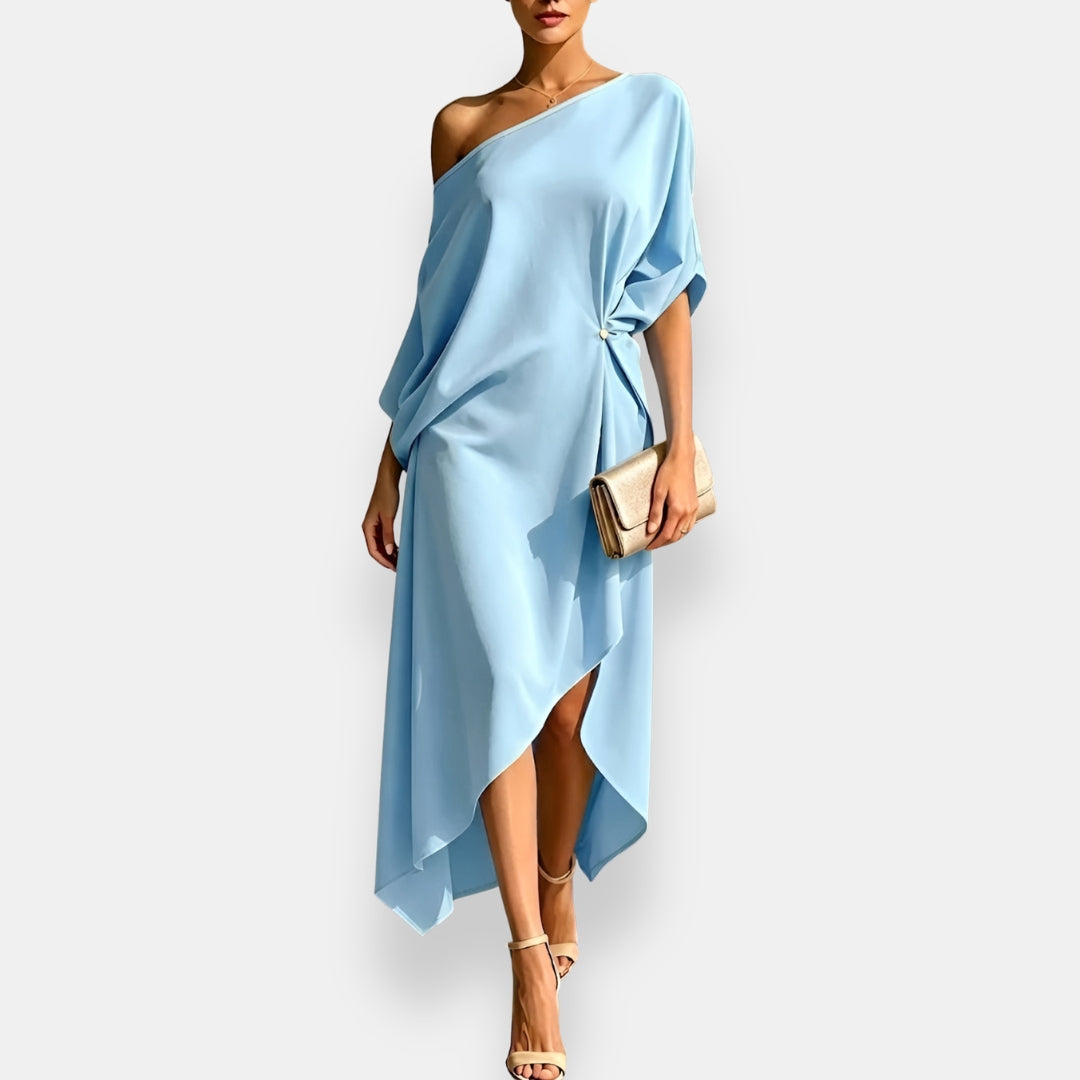 Olivia – Asymmetric Pleated Dress