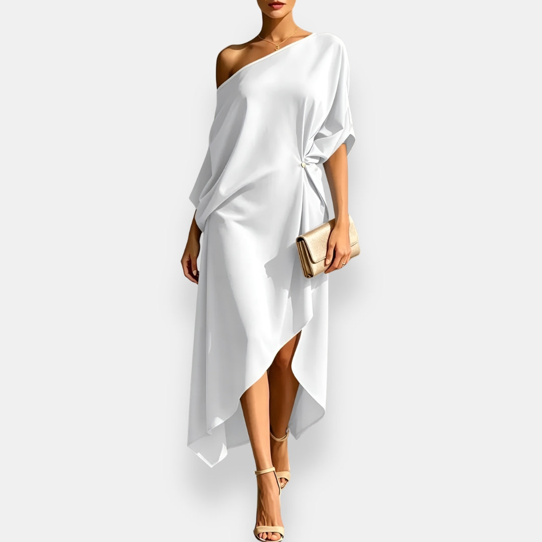 Olivia – Asymmetric Pleated Dress