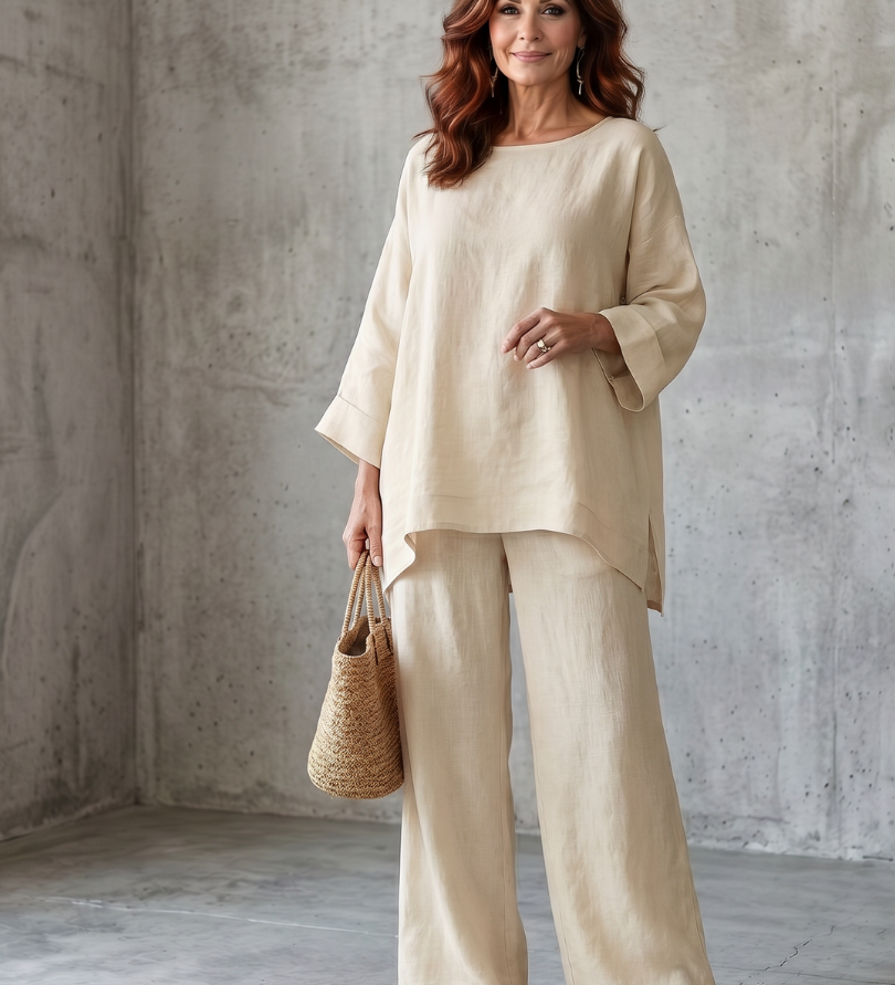 Prue | Oversized Tunic Wide Leg Pant Set
