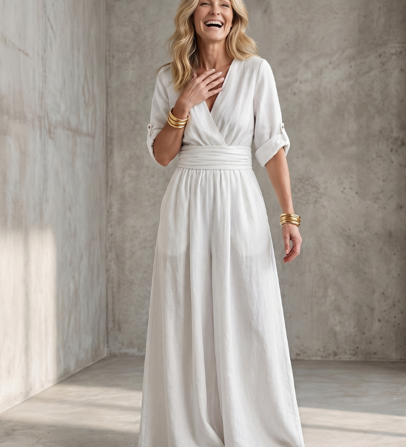 Wanda | Cross Front Wide Leg Jumpsuit