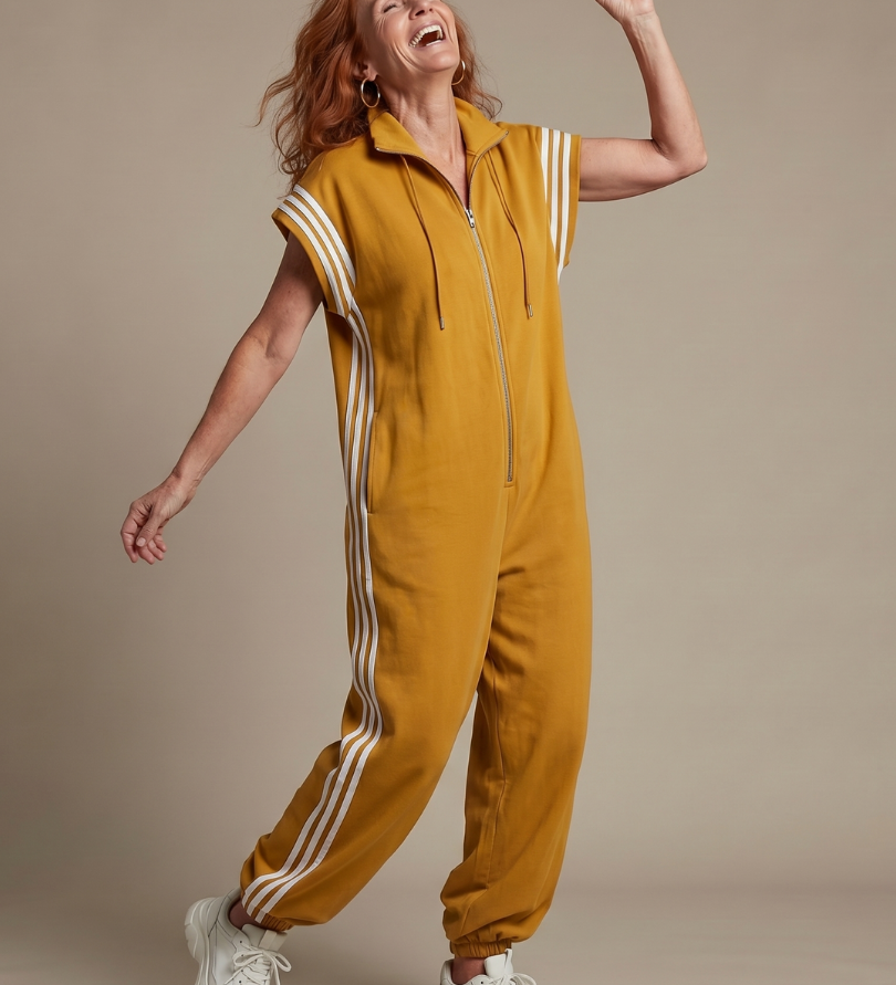 Lark | Zip Front Stripe Panel Jumpsuit