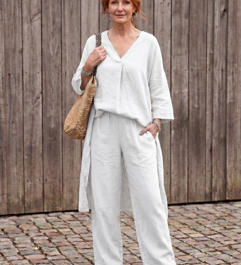 Onyx | Loose Tunic Top Wide Leg Pant Set