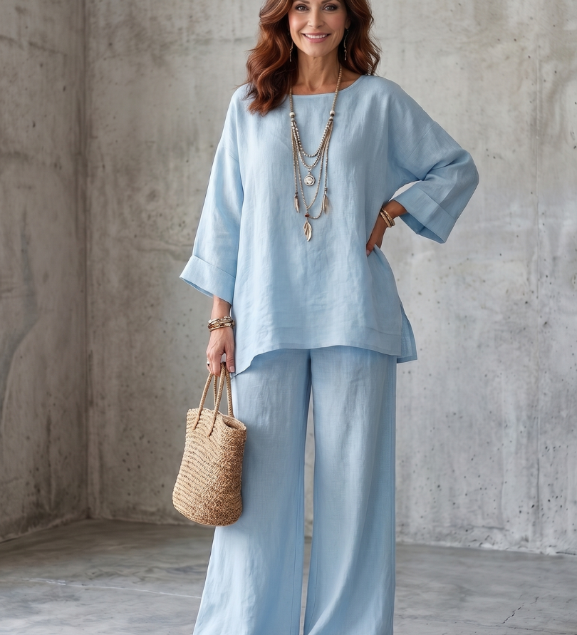 Prue | Oversized Tunic Wide Leg Pant Set