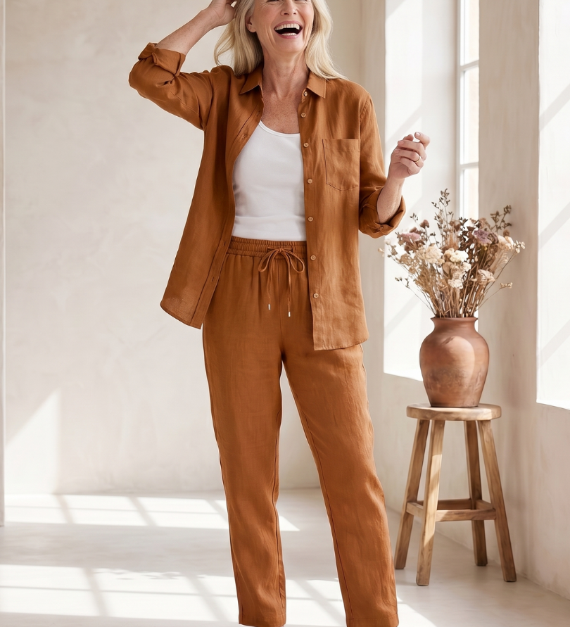 Noor | Long Sleeve Shirt Tapered Pants Set