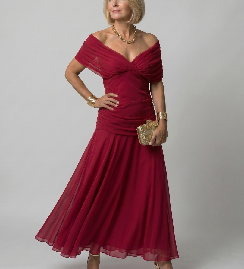 Calen | Off Shoulder Flow Midi Dress