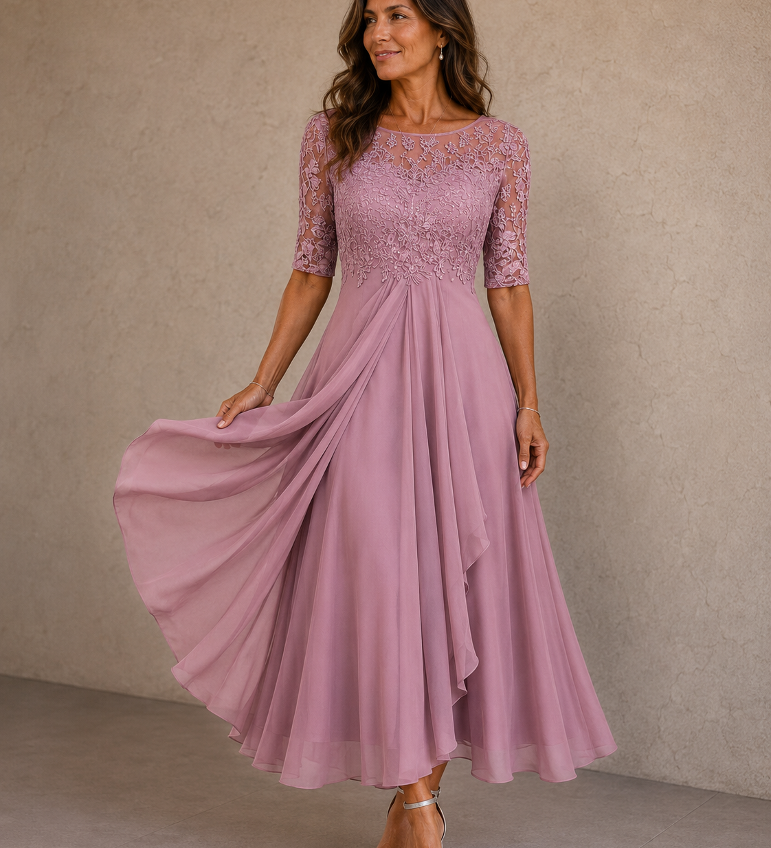 Maria – Lace and Chiffon Dress