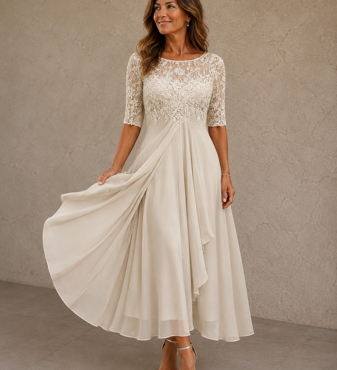 Maria – Lace and Chiffon Dress