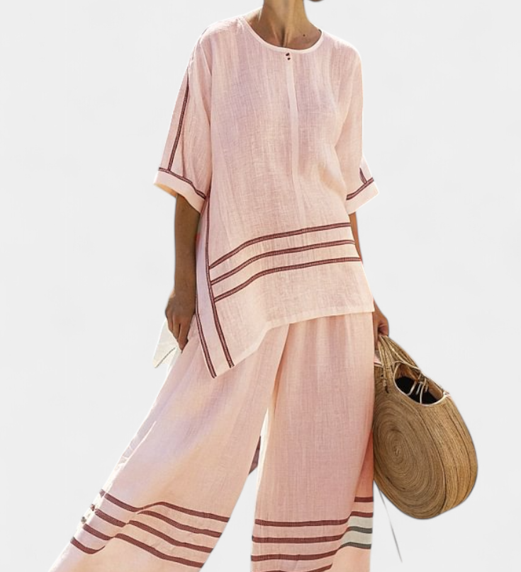Wynric | Sophisticated Striped Asymmetrical Top & Bold Pants