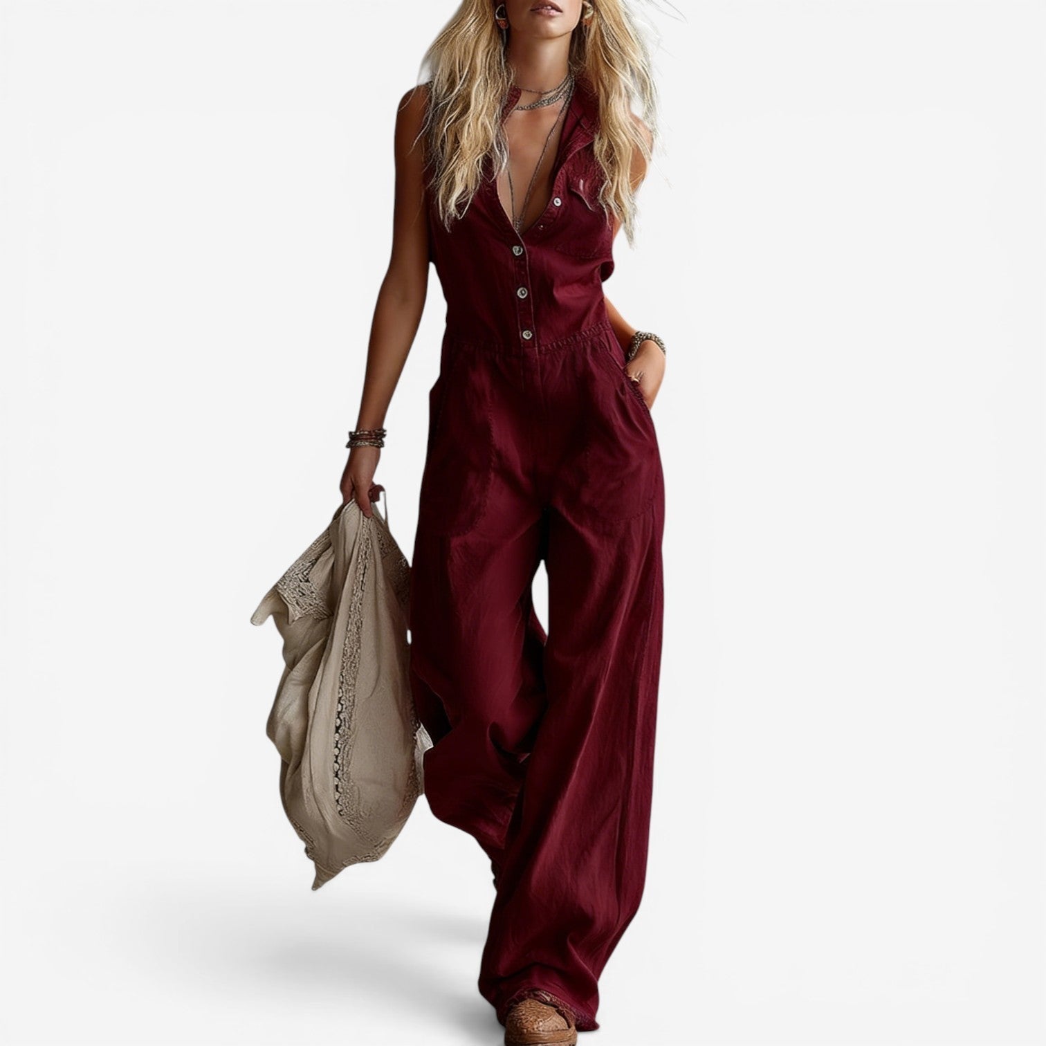 Rowan™ Linen Button-Front Jumpsuit