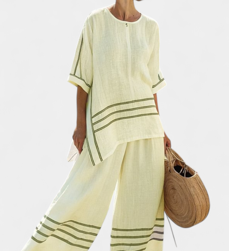 Wynric | Sophisticated Striped Asymmetrical Top & Bold Pants