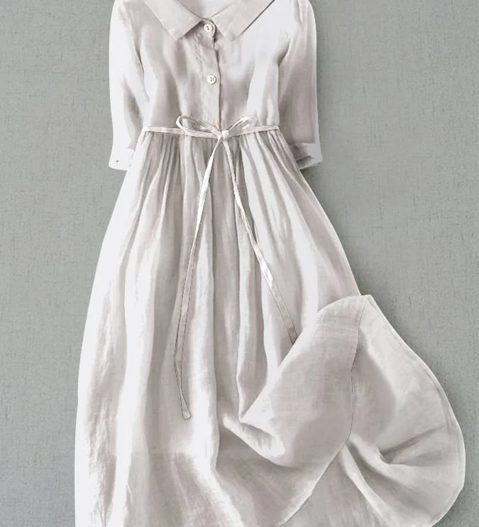 Lux - Elegant Half Sleeve Lace-Up Waist Dress